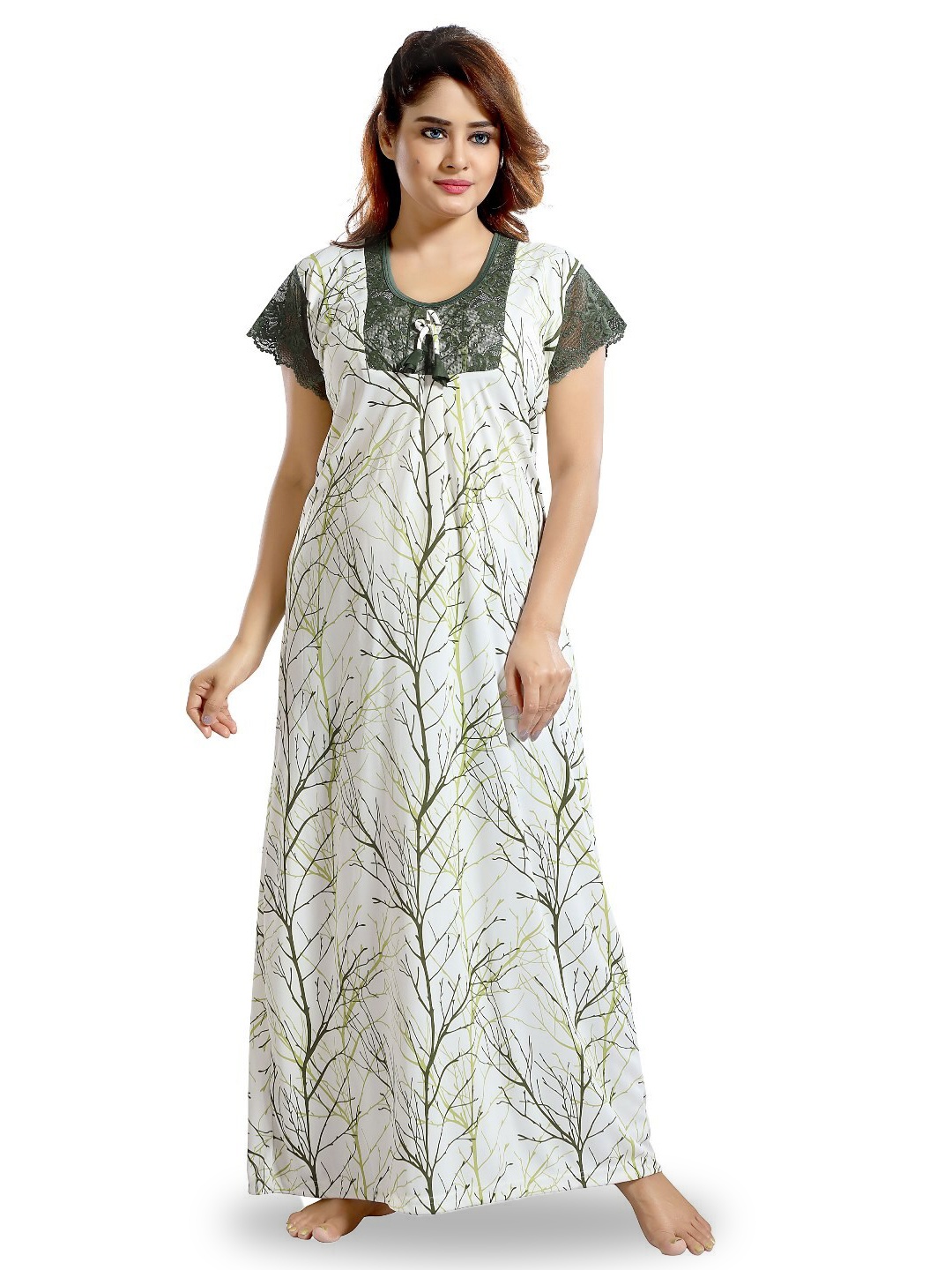 

SHOPPING STATION Floral Printed Satin Maxi Nightdress, White