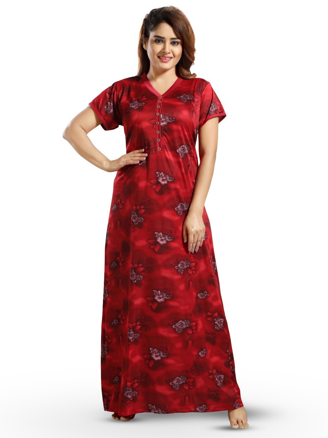 

SHOPPING STATION Floral Printed Satin Maxi Nightdress, Red