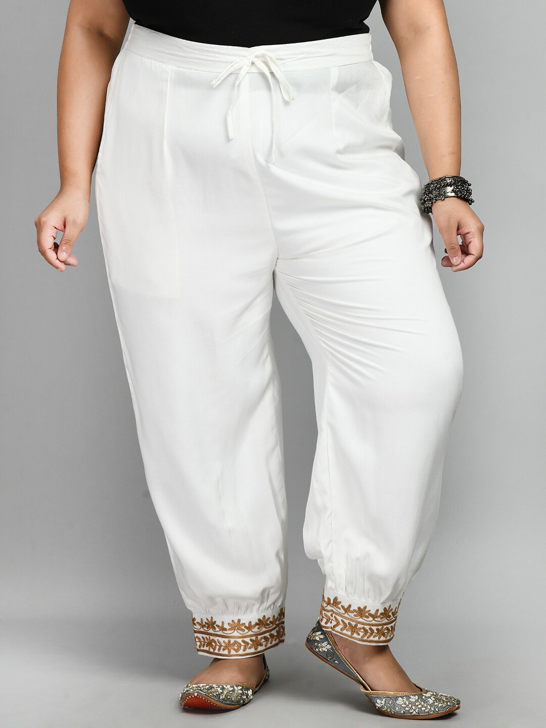 

PrettyPlus by Desinoor.com Women Relaxed Fit Straight Leg Trousers, White