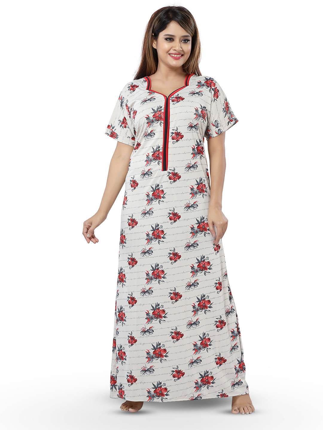 

SHOPPING STATION Floral Printed Satin Maternity Maxi Nightdress, White