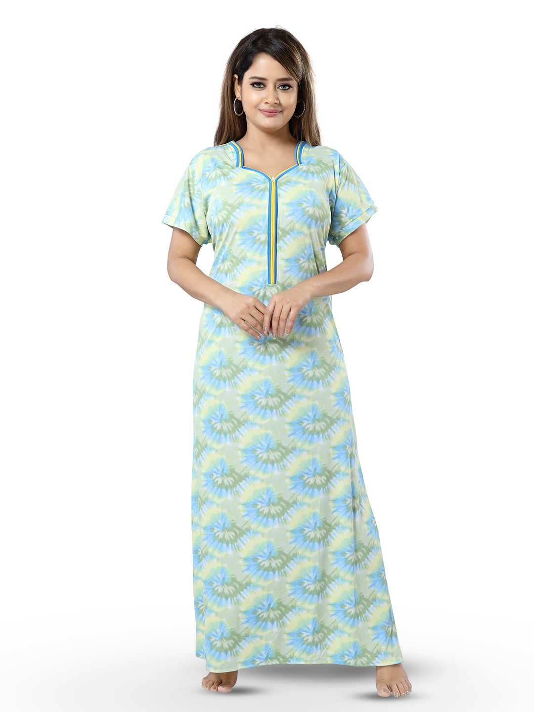 

SHOPPING STATION Floral Printed Satin Maternity Maxi Nightdress, Blue