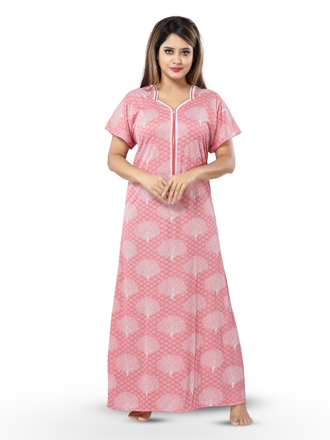 

SHOPPING STATION Floral Printed Satin Maxi Nightdress, Pink
