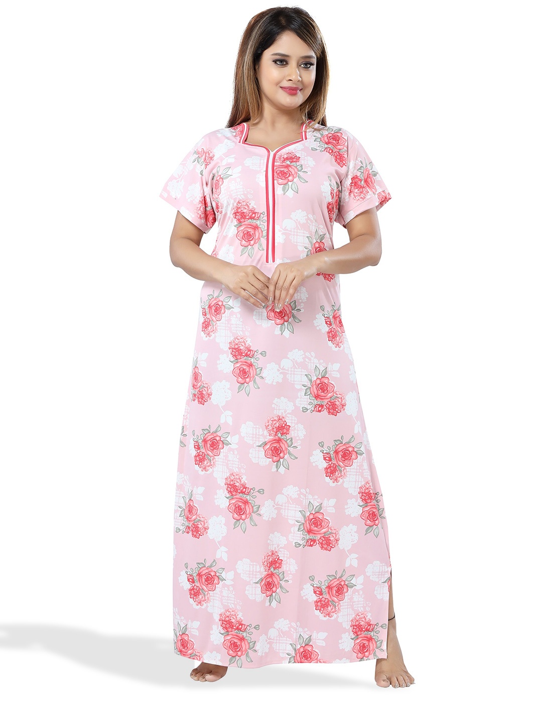 

SHOPPING STATION Floral Printed Satin Maternity Maxi Nightdress, Pink