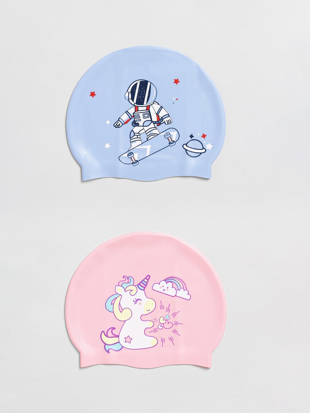 

EL REGALO Kids Pack Of 2 Printed Swimming Cap, Pink