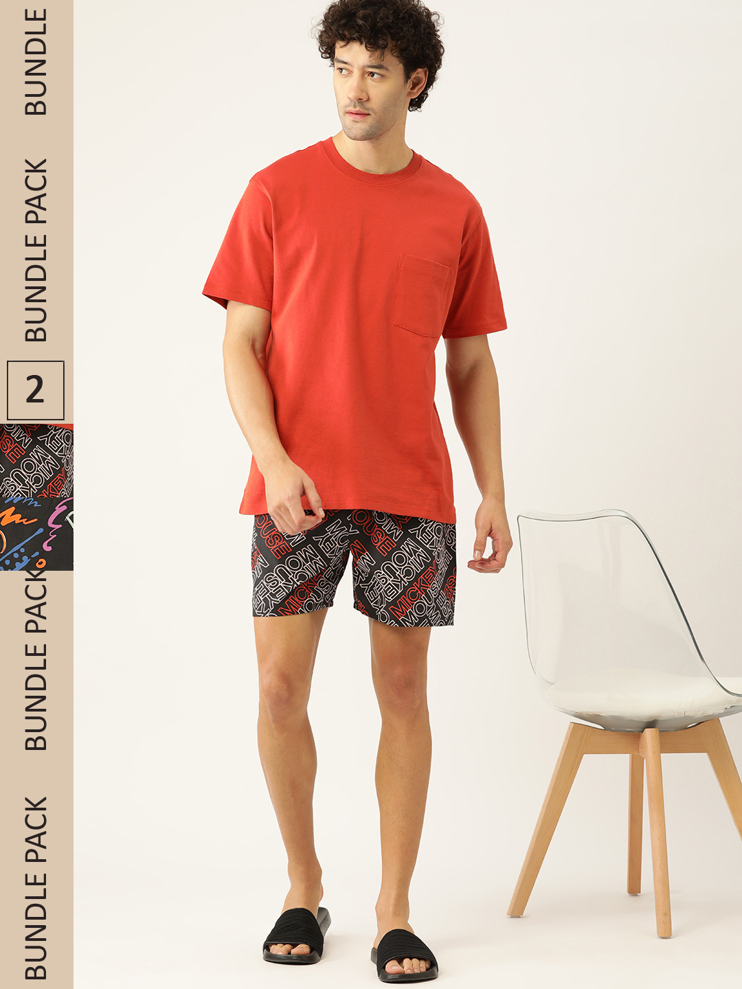 

Kook N Keech Men Set of 2 Mickey Mouse Printed Cotton Boxers, Black