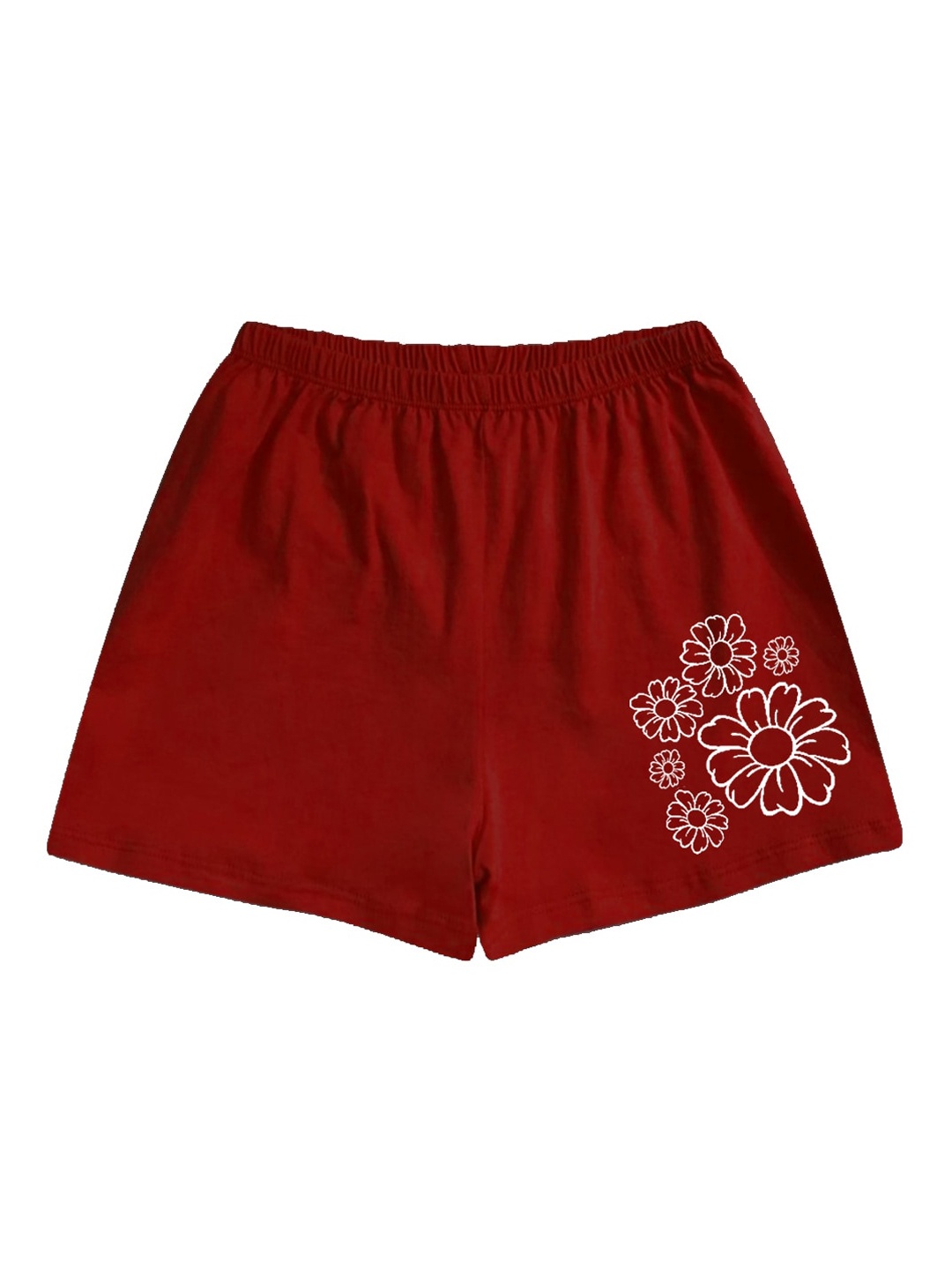 

A.T.U.N. Girls Floral Printed Mid-Rise Cotton Shorts, Maroon