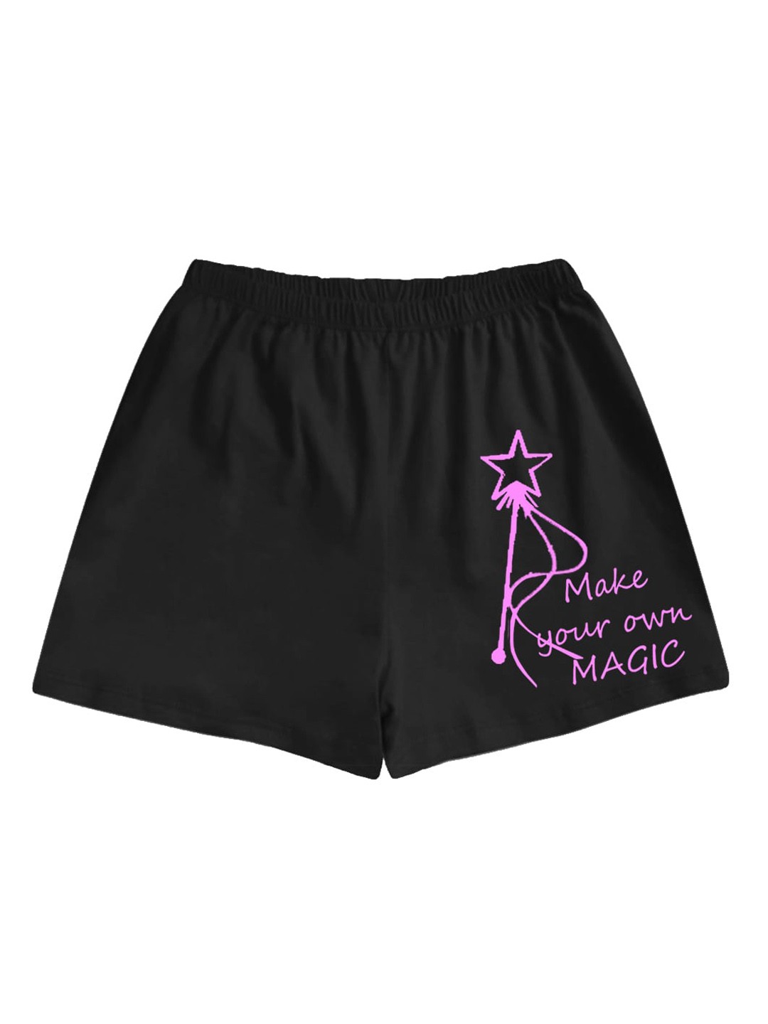 

A.T.U.N. Girls Typography Printed Mid-Rise Cotton Shorts, Black