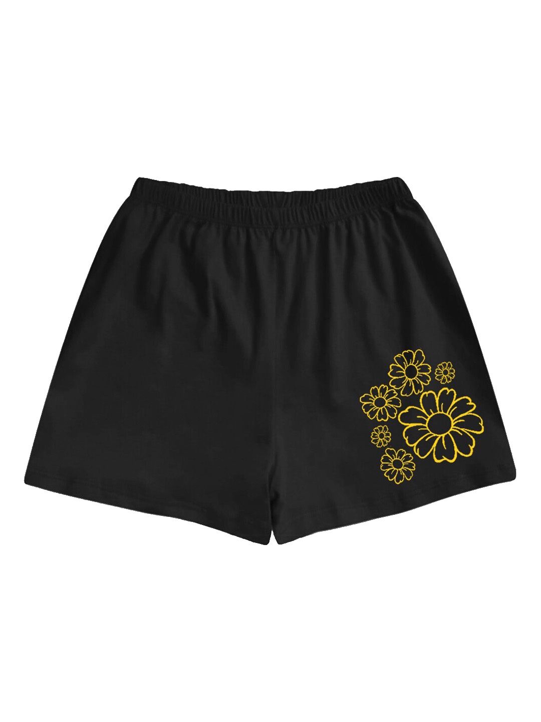 

A.T.U.N. Girls Mid-Rise Floral Printed Casual Shorts, Black