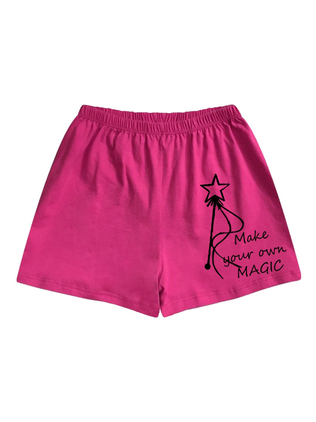 

A.T.U.N. Girls Mid-Rise Typography Printed Casual Shorts, Fuchsia