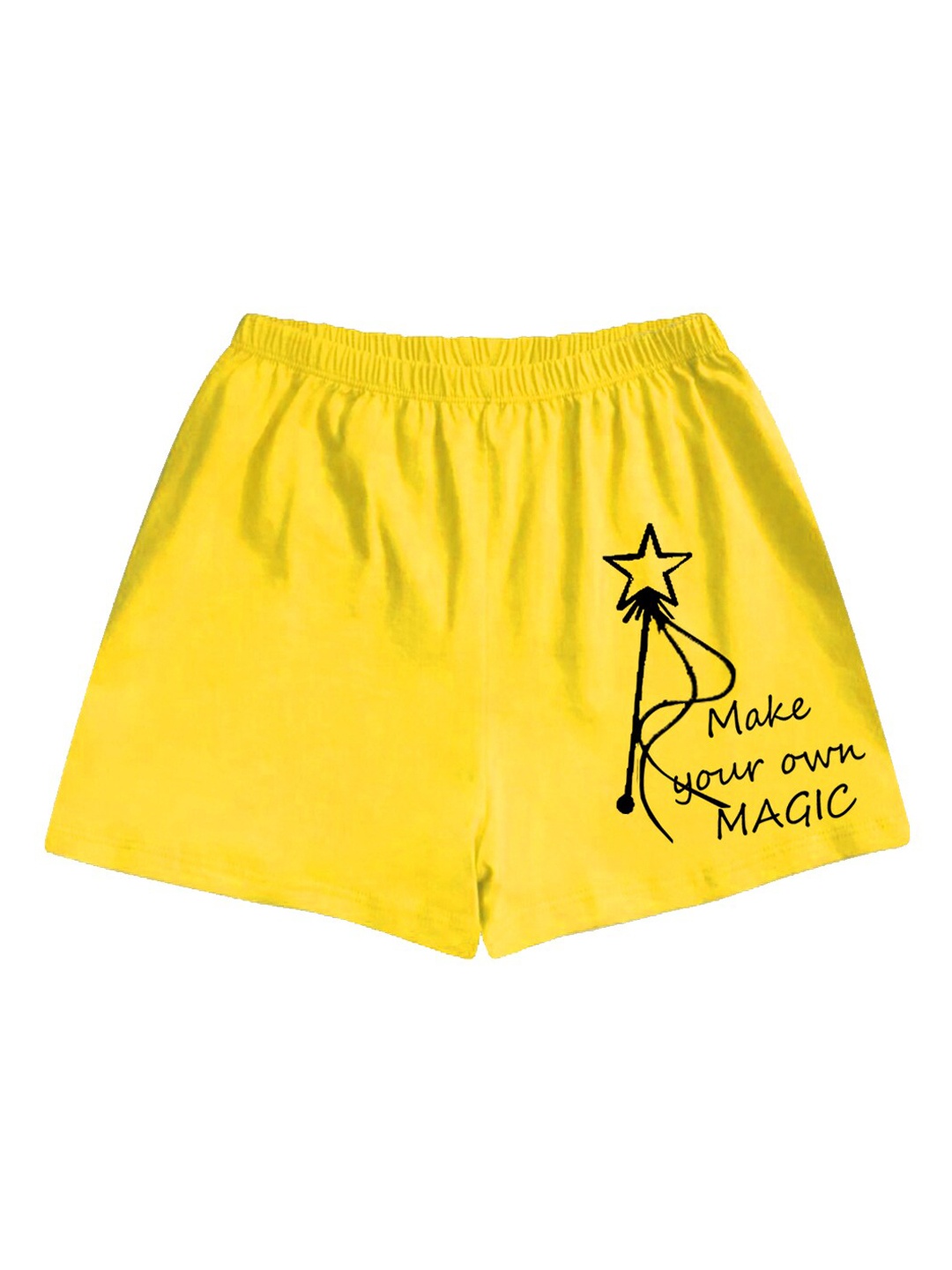 

A.T.U.N. Girls Mid-Rise Typography Printed Casual Shorts, Yellow