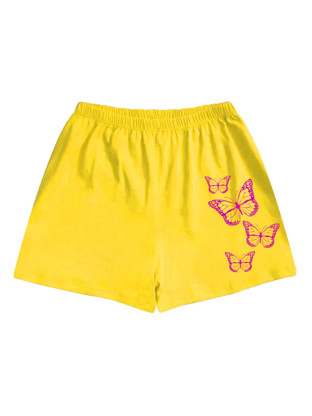 

A.T.U.N. Girls Mid-Rise Graphic Printed Casual Shorts, Yellow