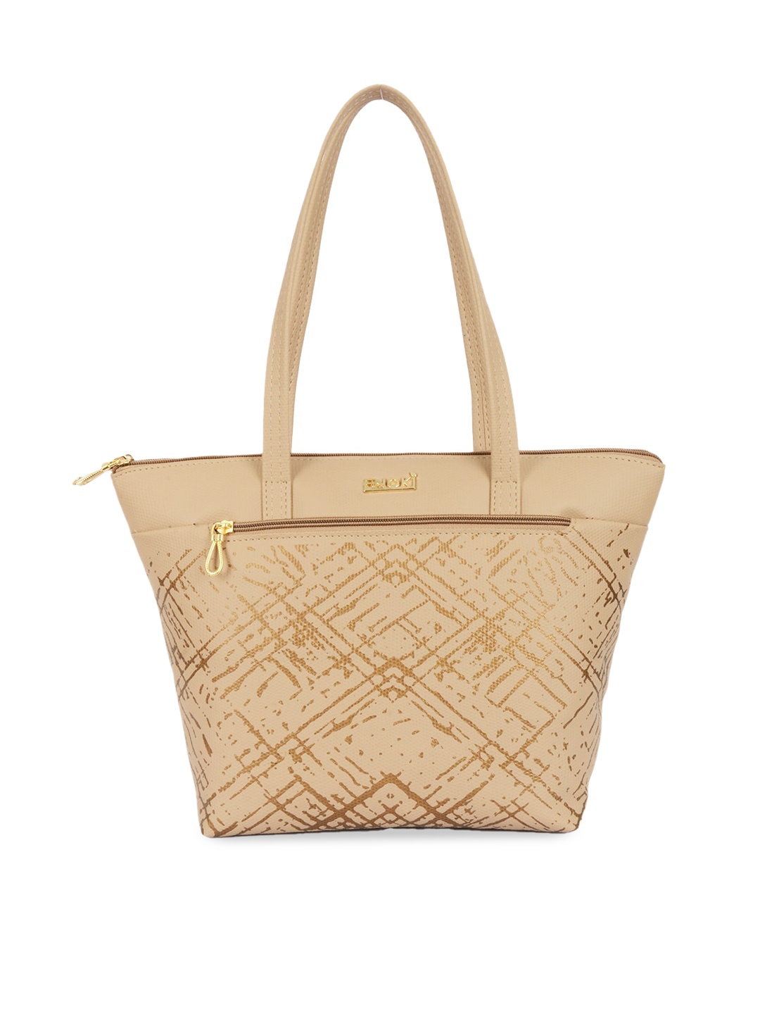 

ENOKI Printed Structured Shoulder Bag, Beige