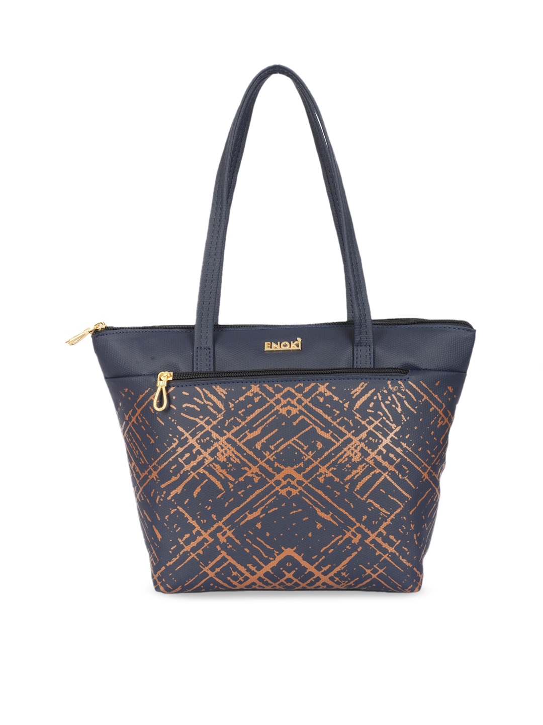 

ENOKI Printed Structured Shoulder Bag, Navy blue