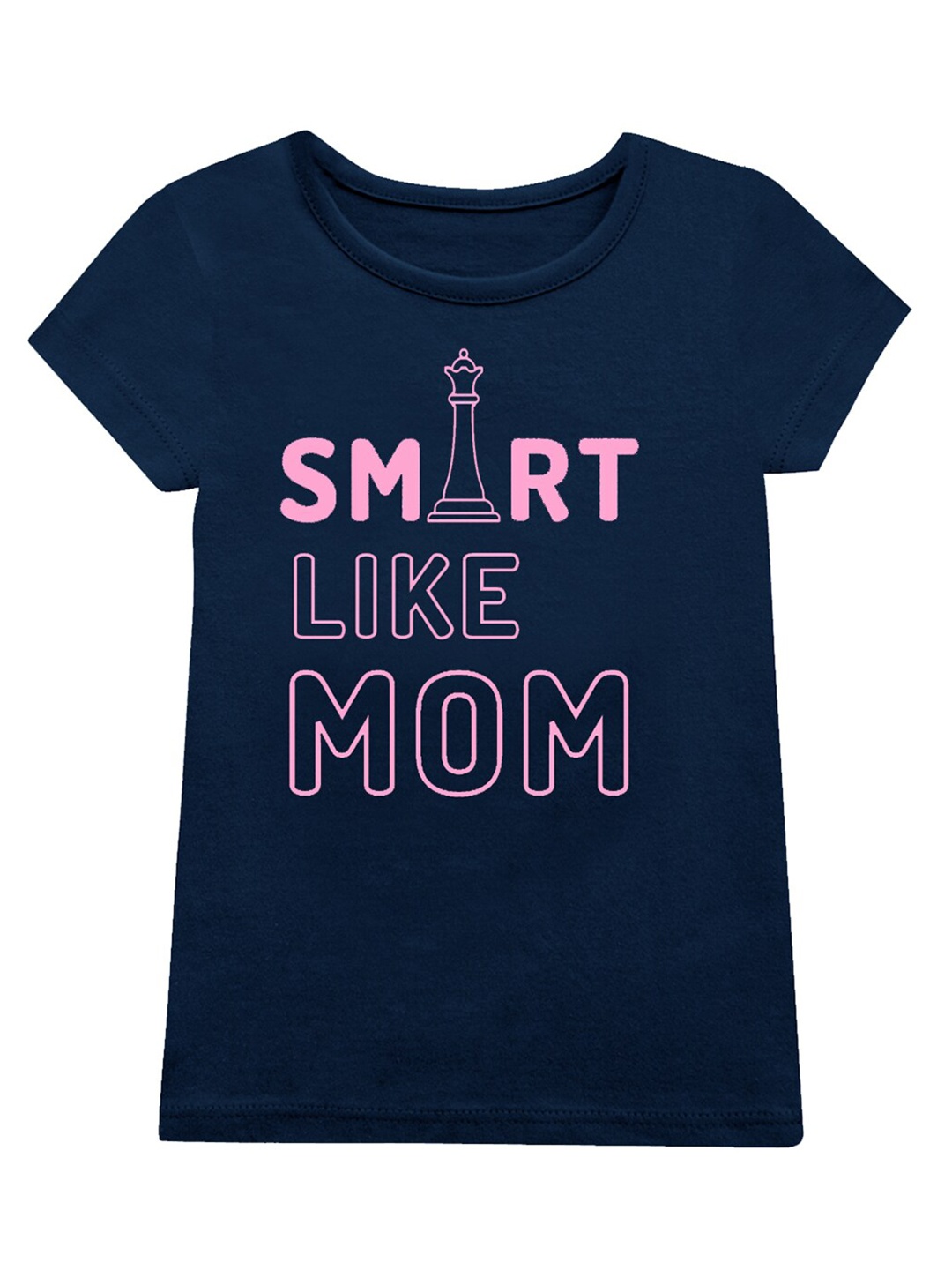 

A.T.U.N. Girls Typography Printed Cotton T-shirt, Navy blue