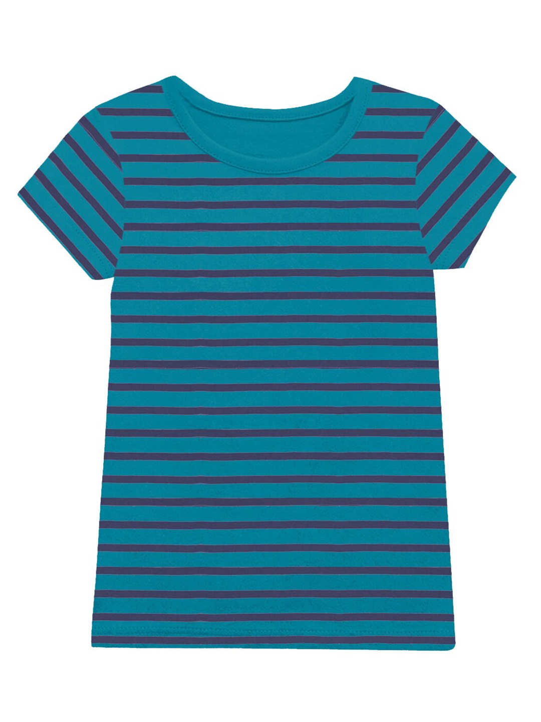 

A.T.U.N. Girls Striped Round Neck Short Sleeves Cotton T-Shirt, Blue