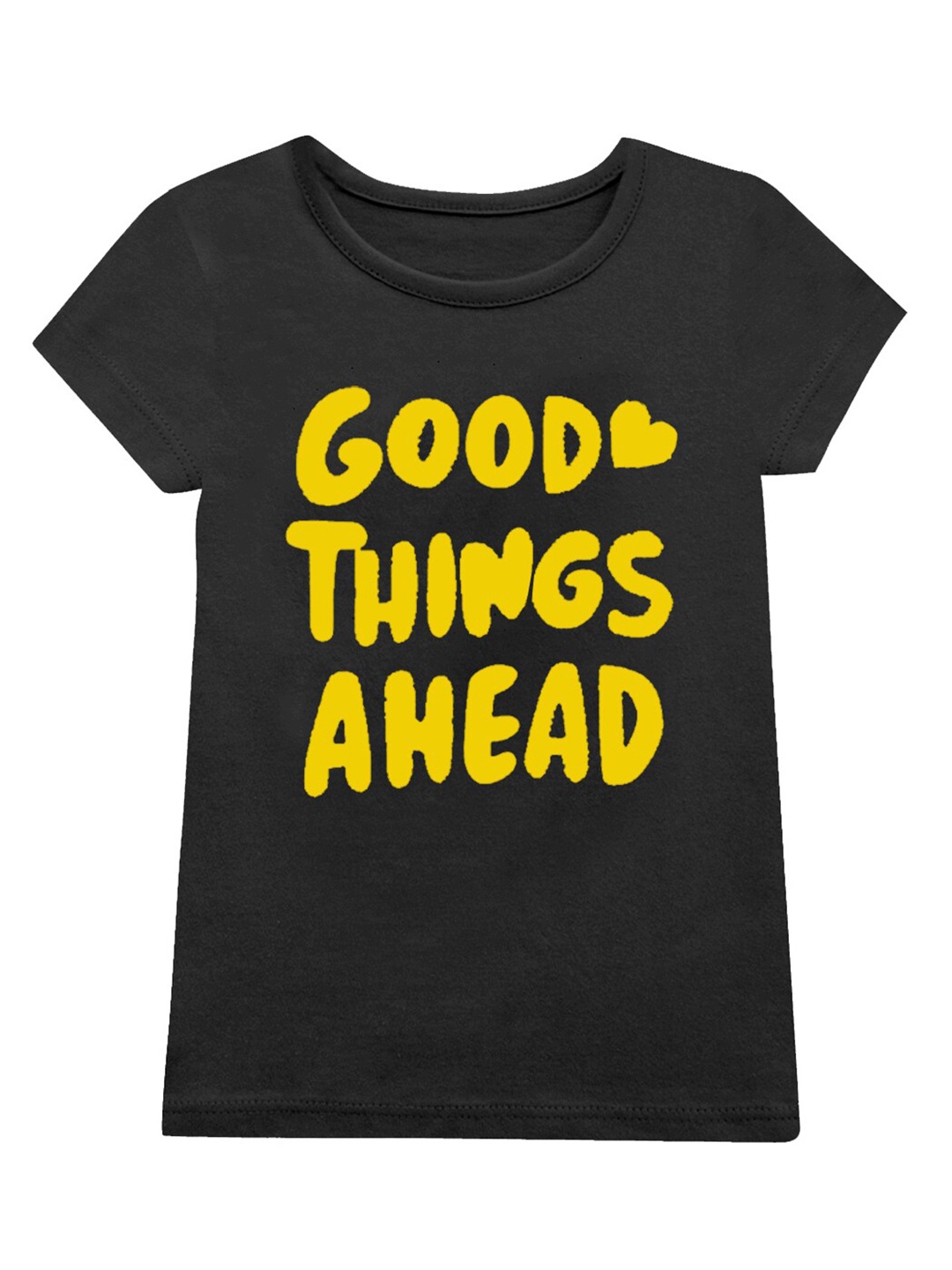 

A.T.U.N. Girls Typography Printed Round Neck Cotton T-Shirt, Black
