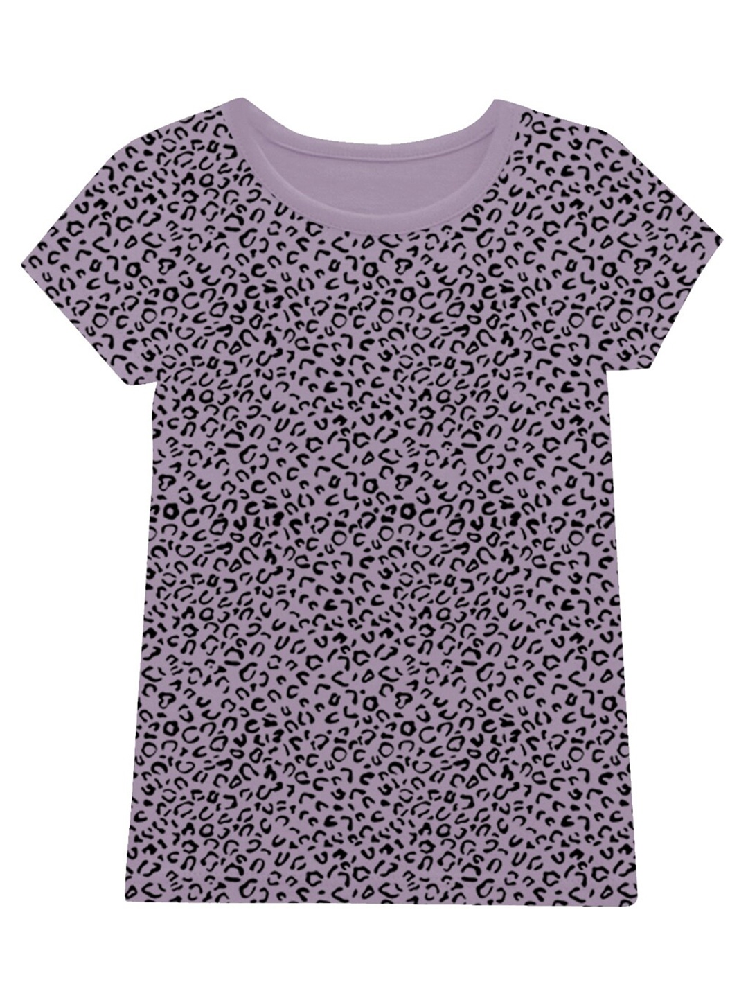 

A.T.U.N. Girls Animal Printed Round Neck Short Sleeves Cotton T-Shirt, Lavender