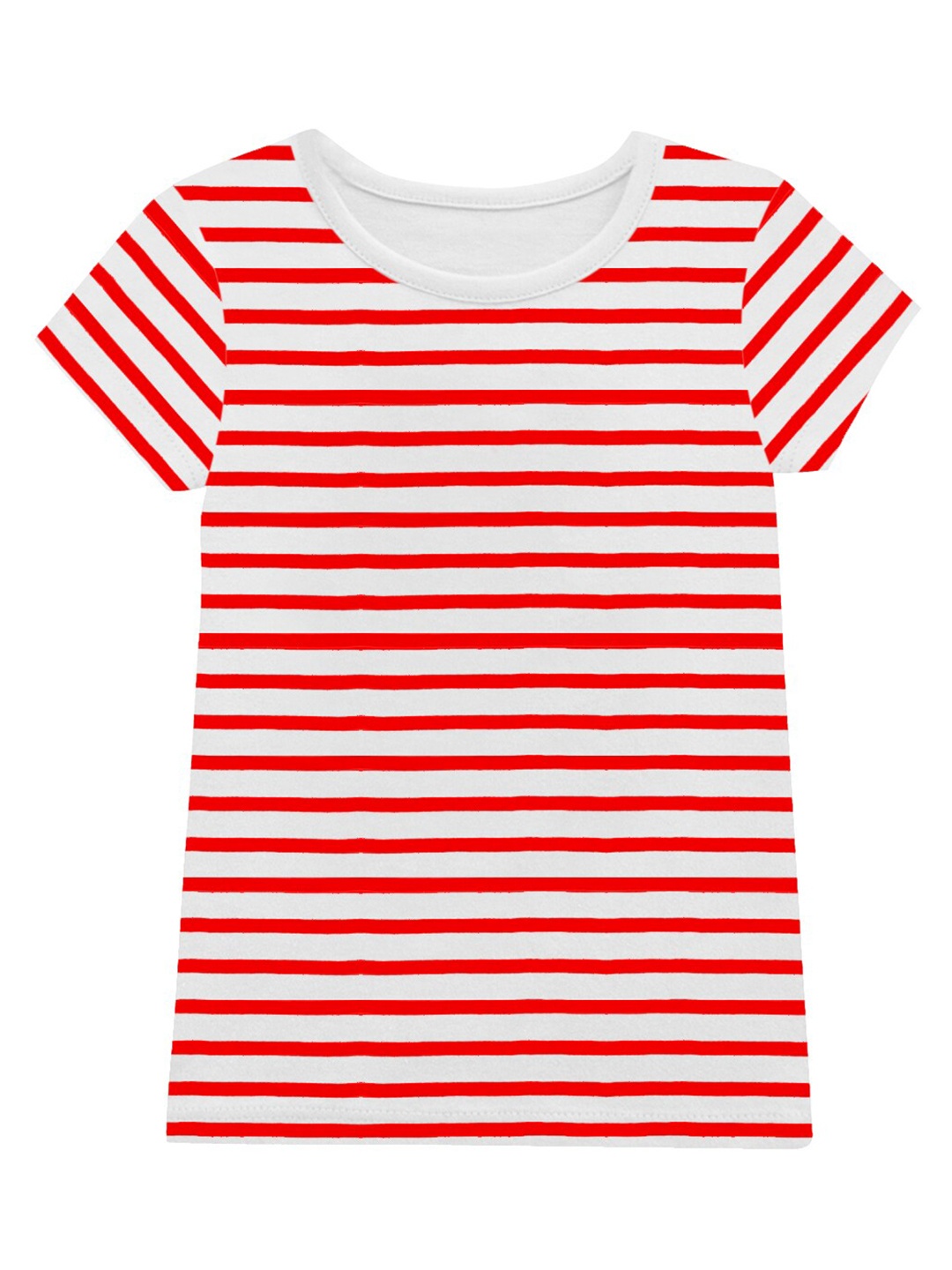 

A.T.U.N. Infant Girls Striped Round Neck Cotton T-shirt, White