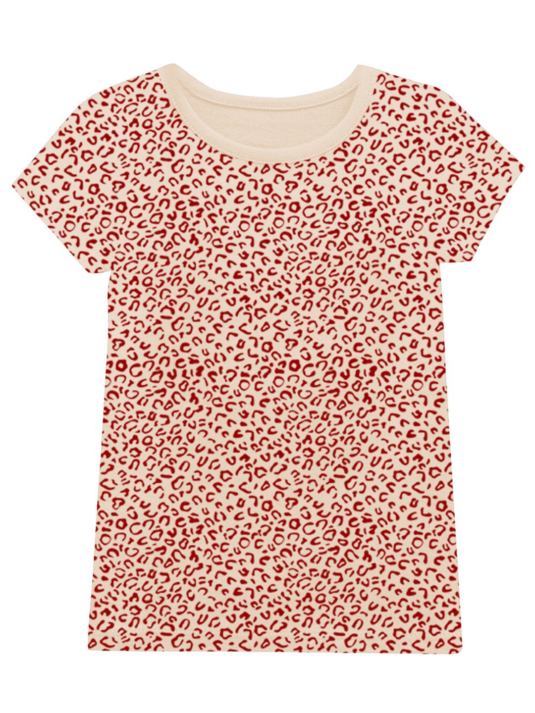 

A.T.U.N. Infant Girls Animal Printed Round Neck Cotton T-shirt, Cream