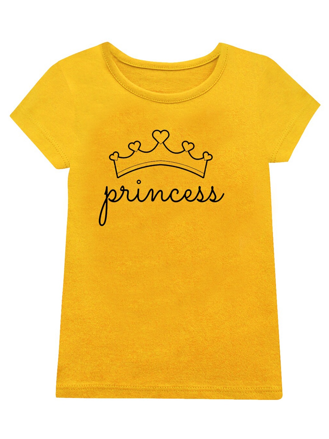 

A.T.U.N. Girls Typography Printed Cotton T-shirt, Mustard