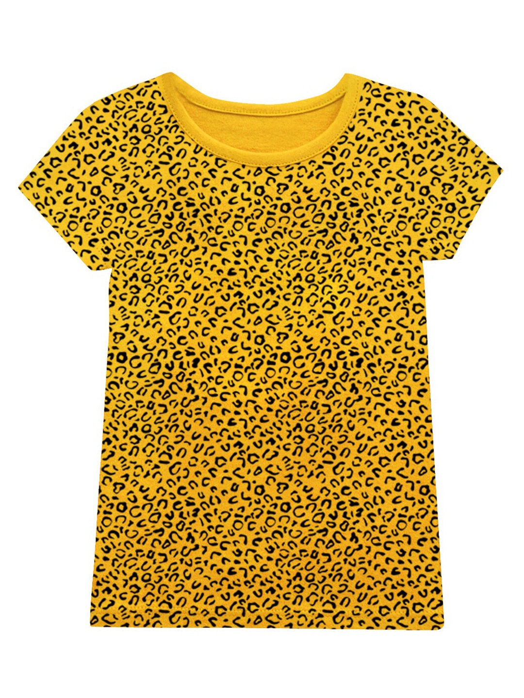 

A.T.U.N. Girls Animal or Skin Printed Cotton T-shirt, Mustard