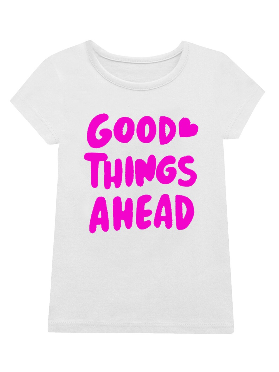 

A.T.U.N. Girls Typography Printed Round Neck Cotton T-Shirt, White