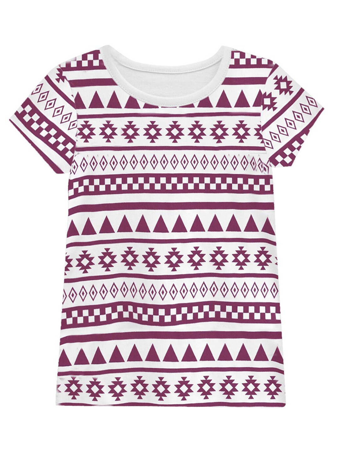 

A.T.U.N. Girls Geometric Printed Cotton T-shirt, White