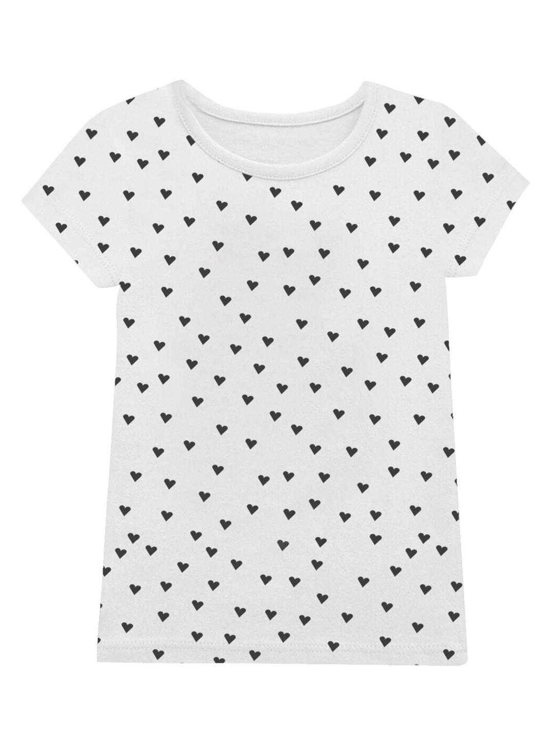 

A.T.U.N. Girls Micro-Ditsy Printed Round Neck Short Sleeves Cotton T-Shirt, White