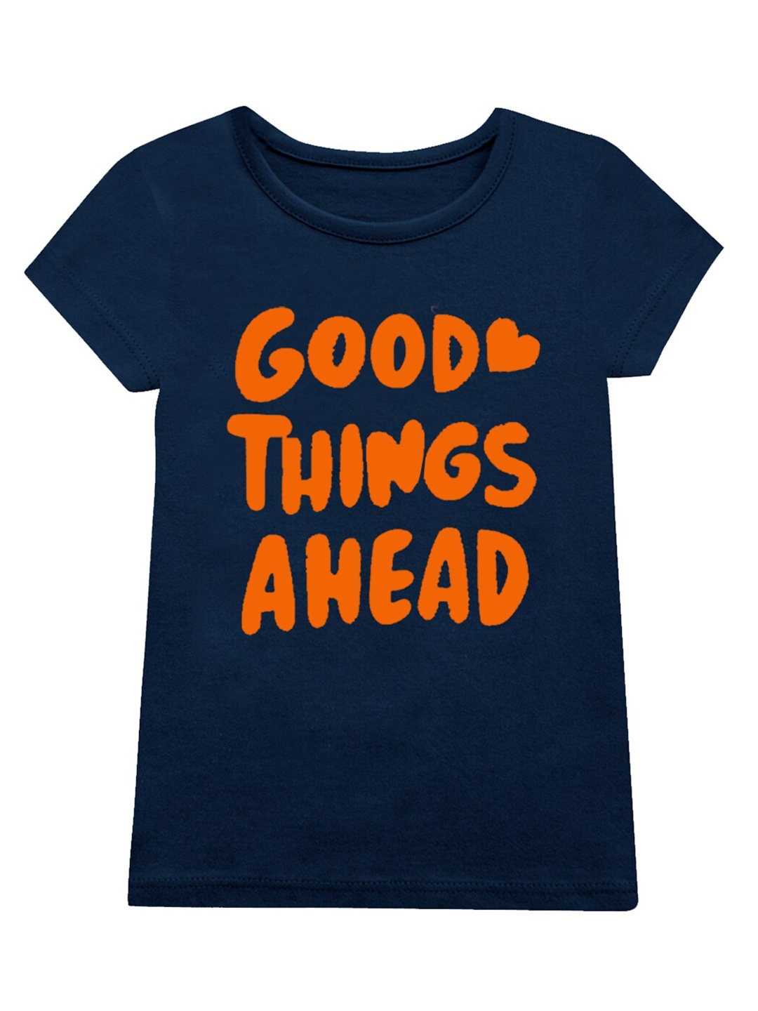 

A.T.U.N. Girls Typography Printed Cotton T-shirt, Navy blue