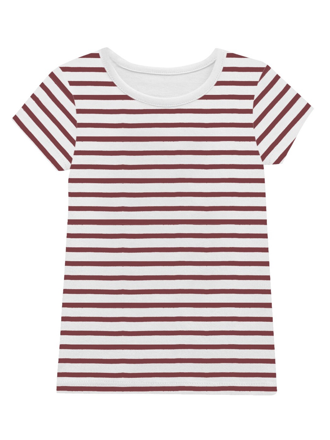 

A.T.U.N. Girls Striped Round Neck Cotton T-Shirt, White
