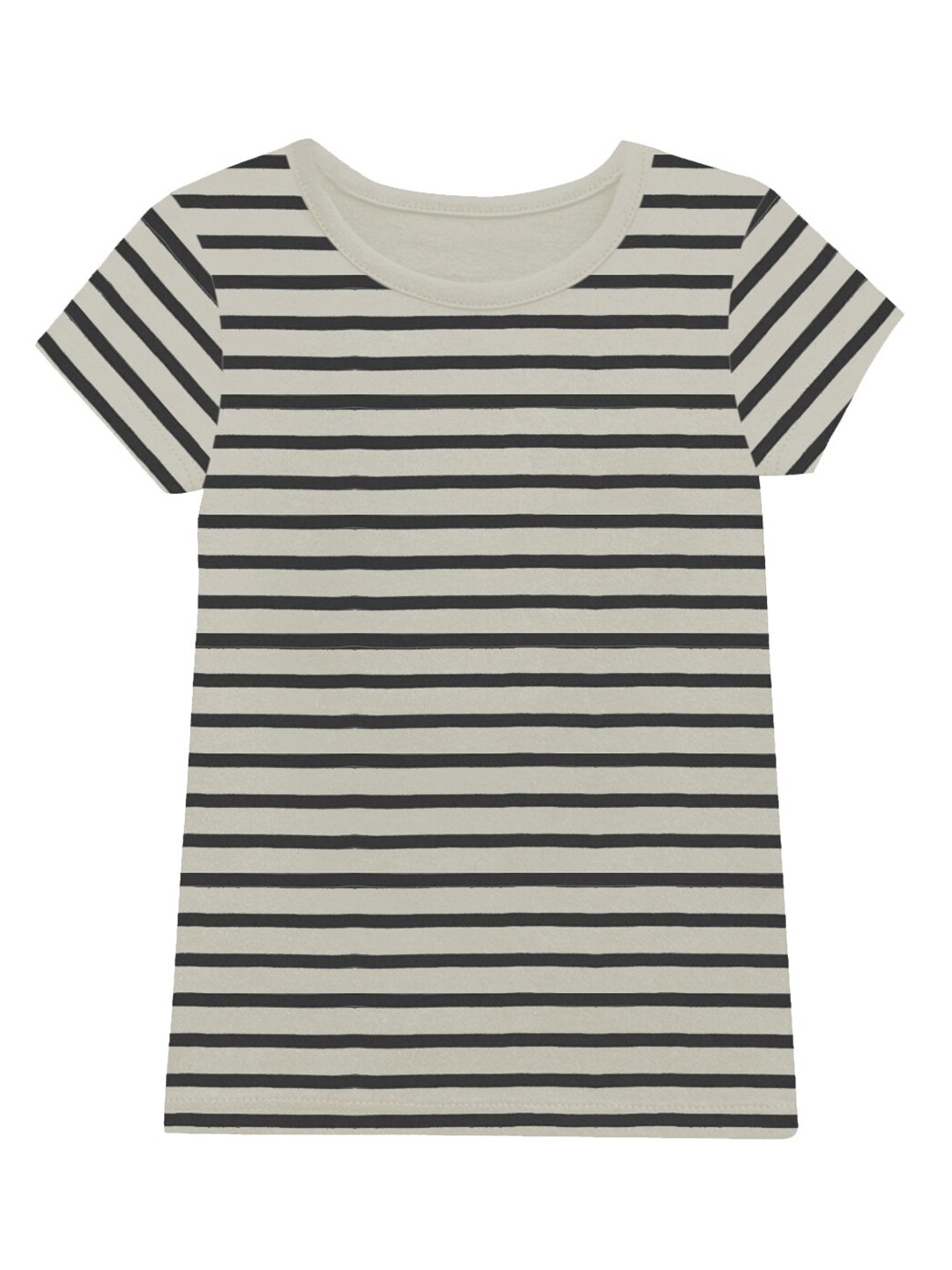 

A.T.U.N. Girls Striped Round Neck Short Sleeves T-Shirt, Off white