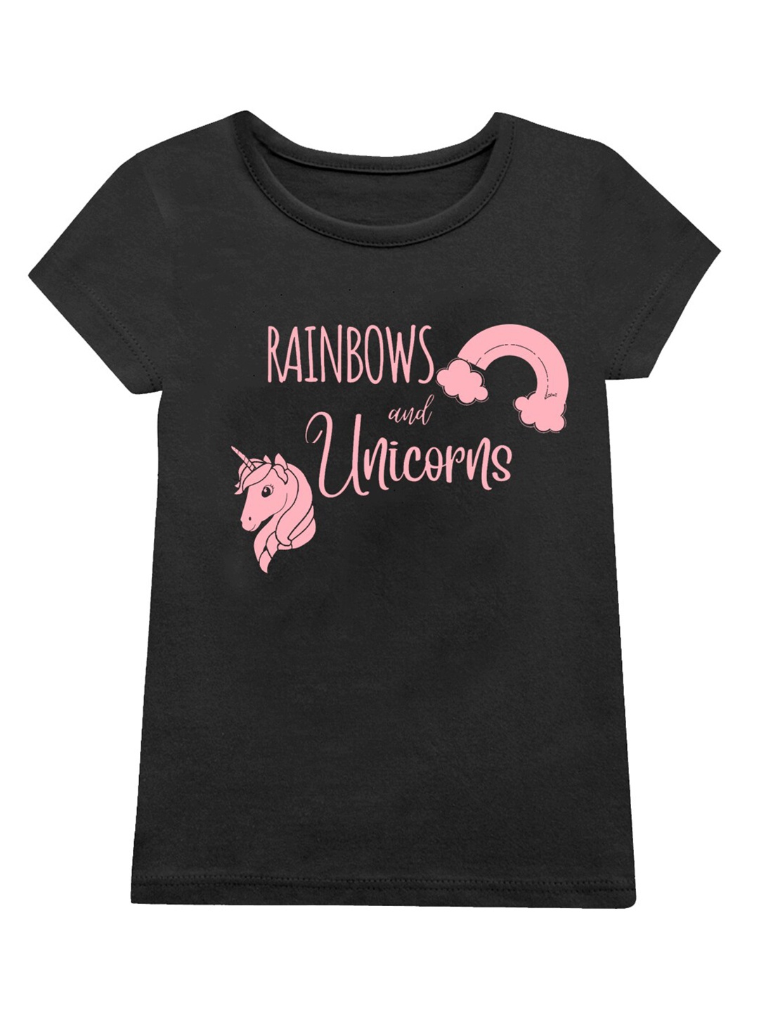 

A.T.U.N. Girls Typography Printed Round Neck Cotton T-Shirt, Black