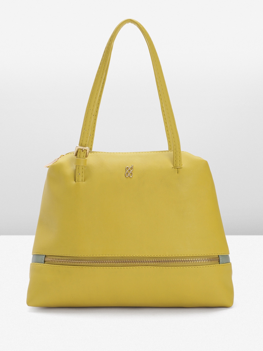 

Baggit Solid PU Structured Handheld Bag With Zip Detail, Lime green