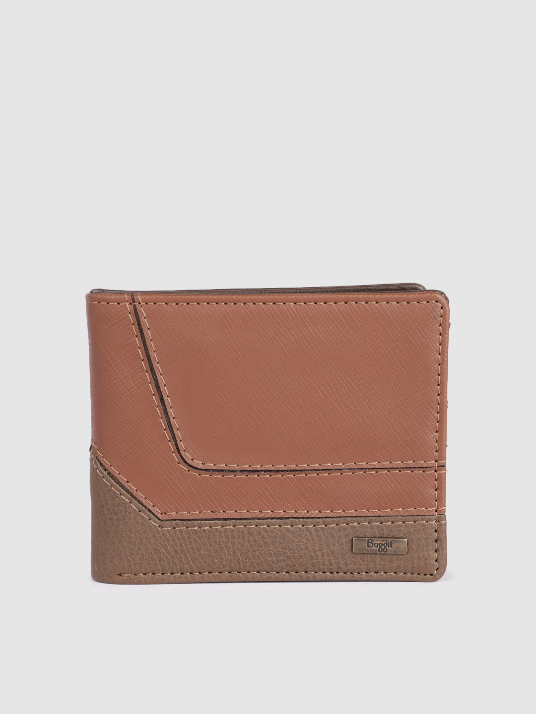 

Baggit Men Textured Two Fold Wallet, Tan