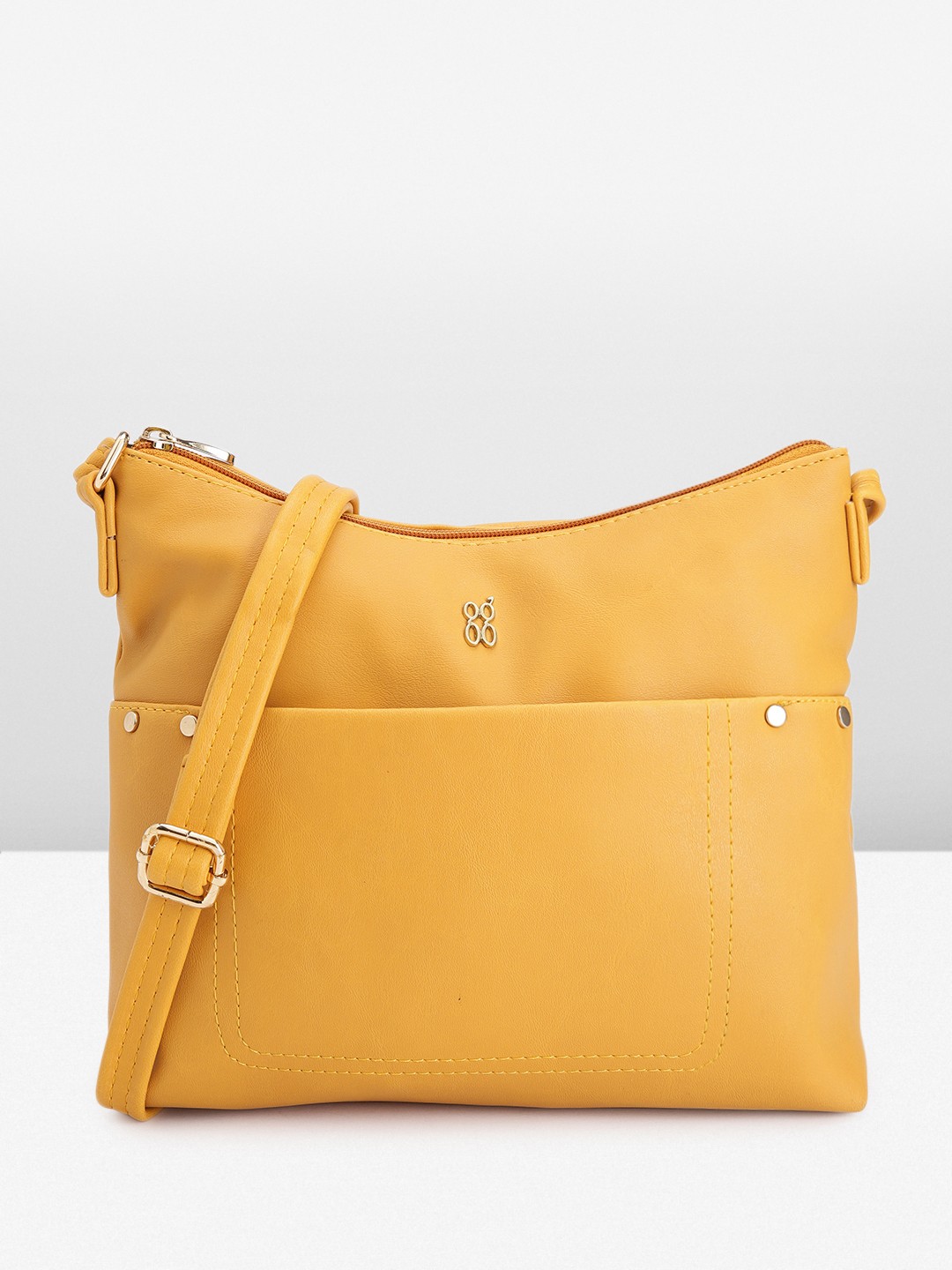 

Baggit Solid Structured Sling Bag, Mustard