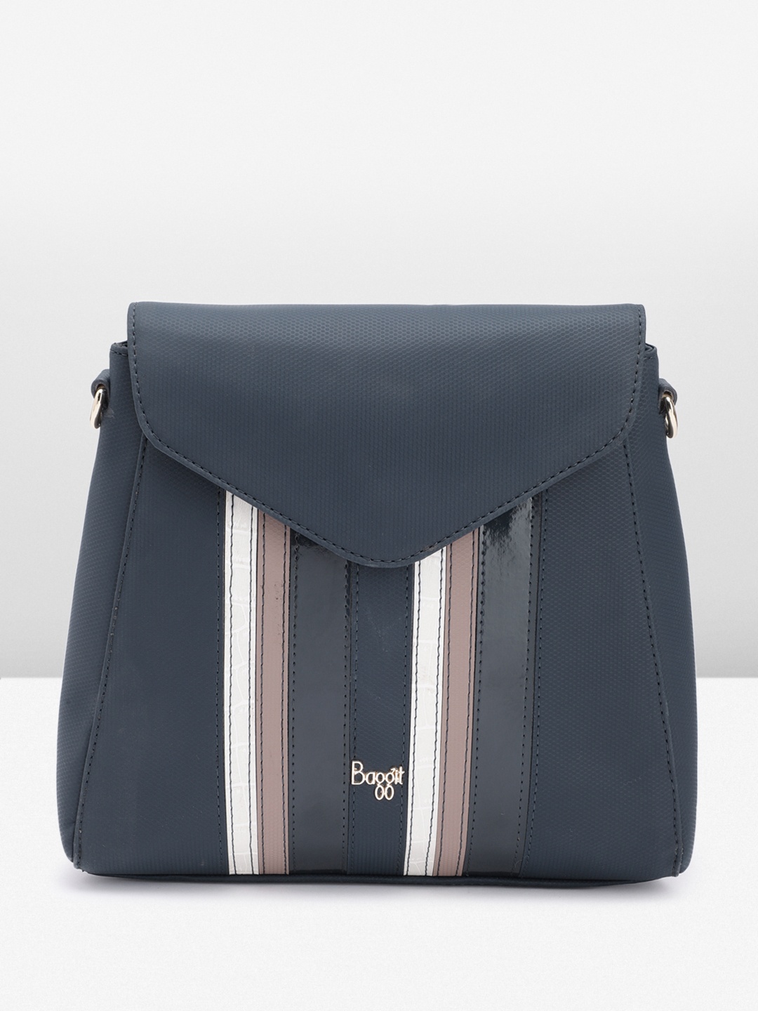 

Baggit Women Striped Backpack, Navy blue