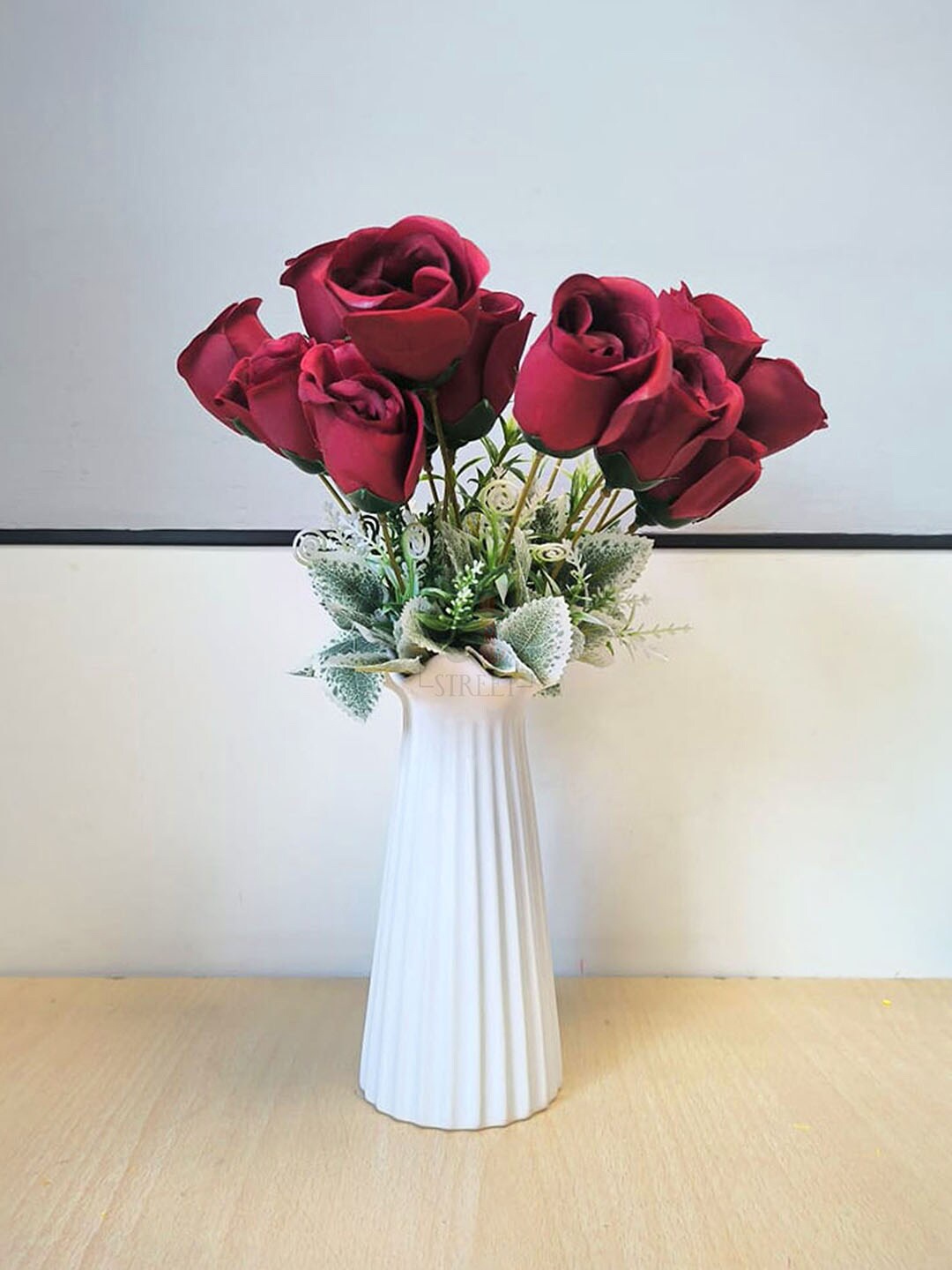 

Art Street Red 2 Pieces Artificial Rose Flowers