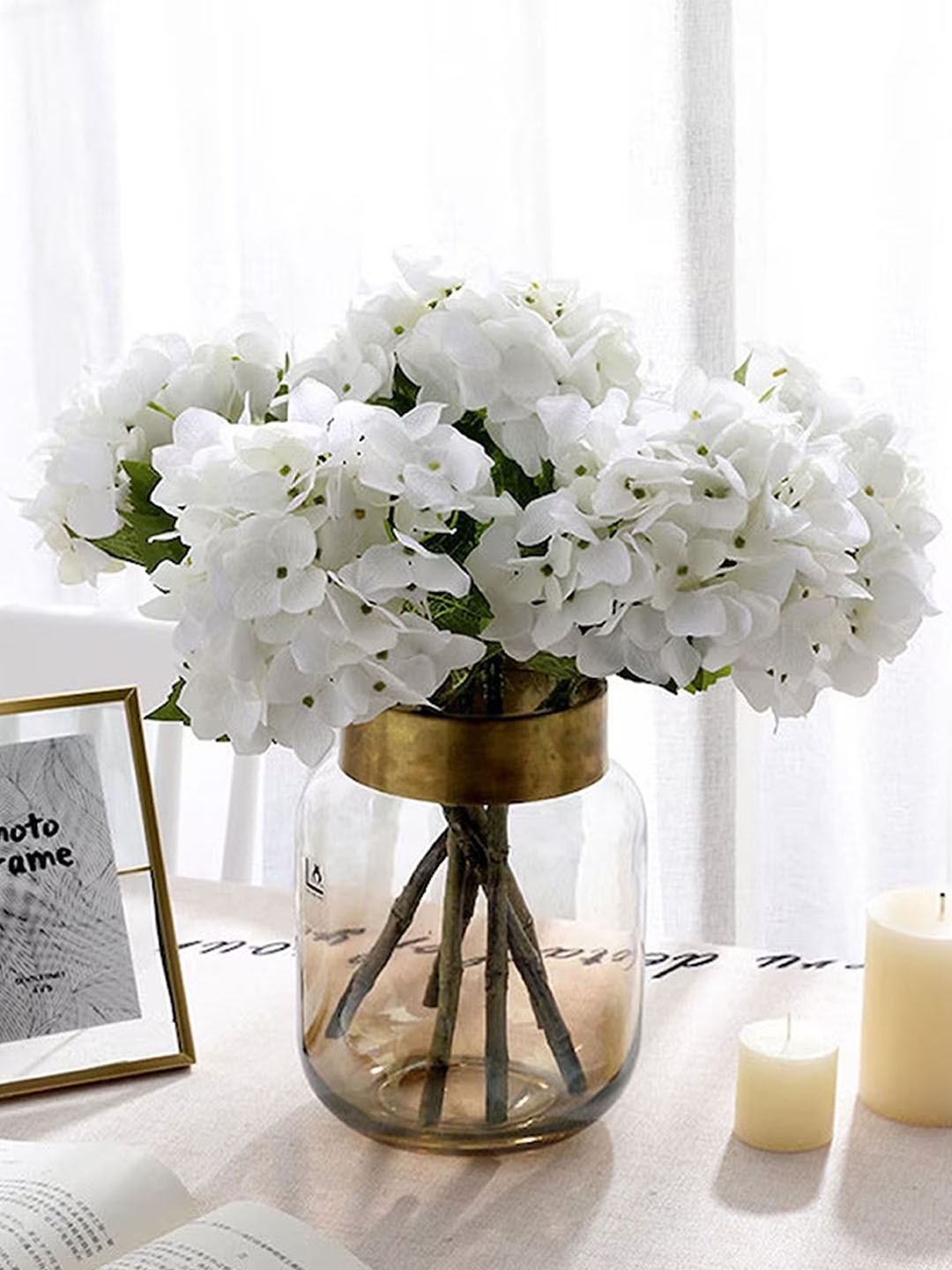 

Art Street White 2 Pieces Faux Hydrangea Flower Without Pot