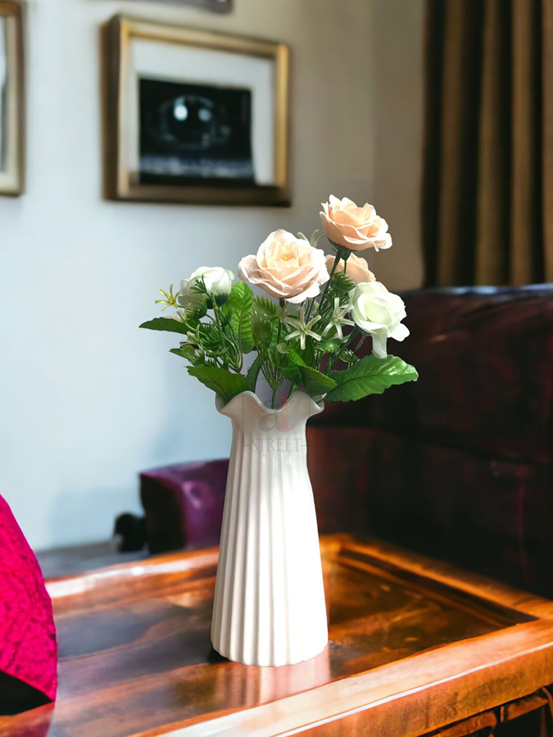 

Art Street White 2 Pieces Rose Artificial Flowers