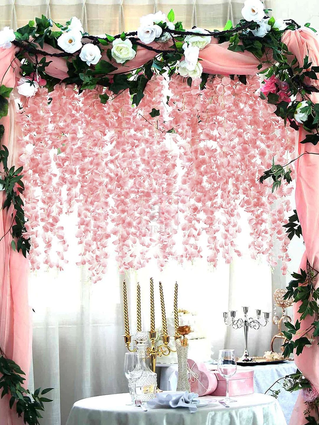 

Art Street Cream Colored 6 Pieces Wisteria Vine Ratta Hanging Garland Flower