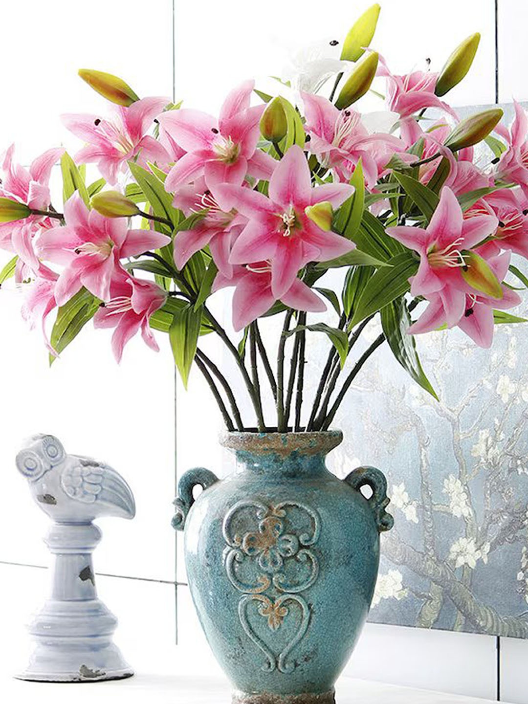 

Art Street Pink 2 Pieces Artificial Lily Flowers