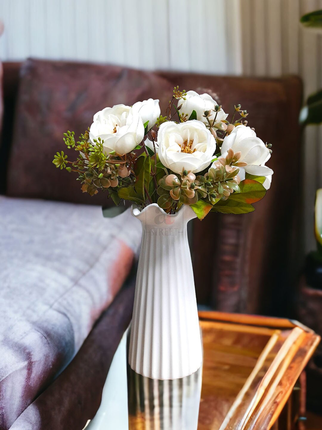 

Art Street White 2 Pieces Artificial Peony Flowers