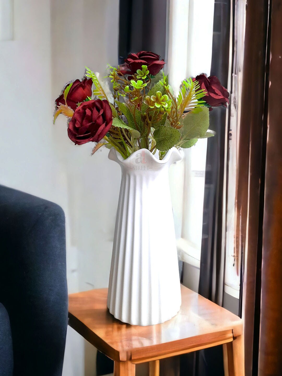 

Art Street Red & Green Artificial Rose Flowers
