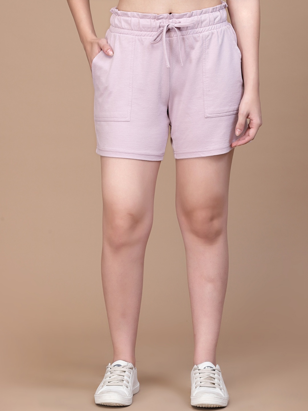

Strong And Brave Women Odour Free Mid-Rise Cotton Sports Shorts, Pink