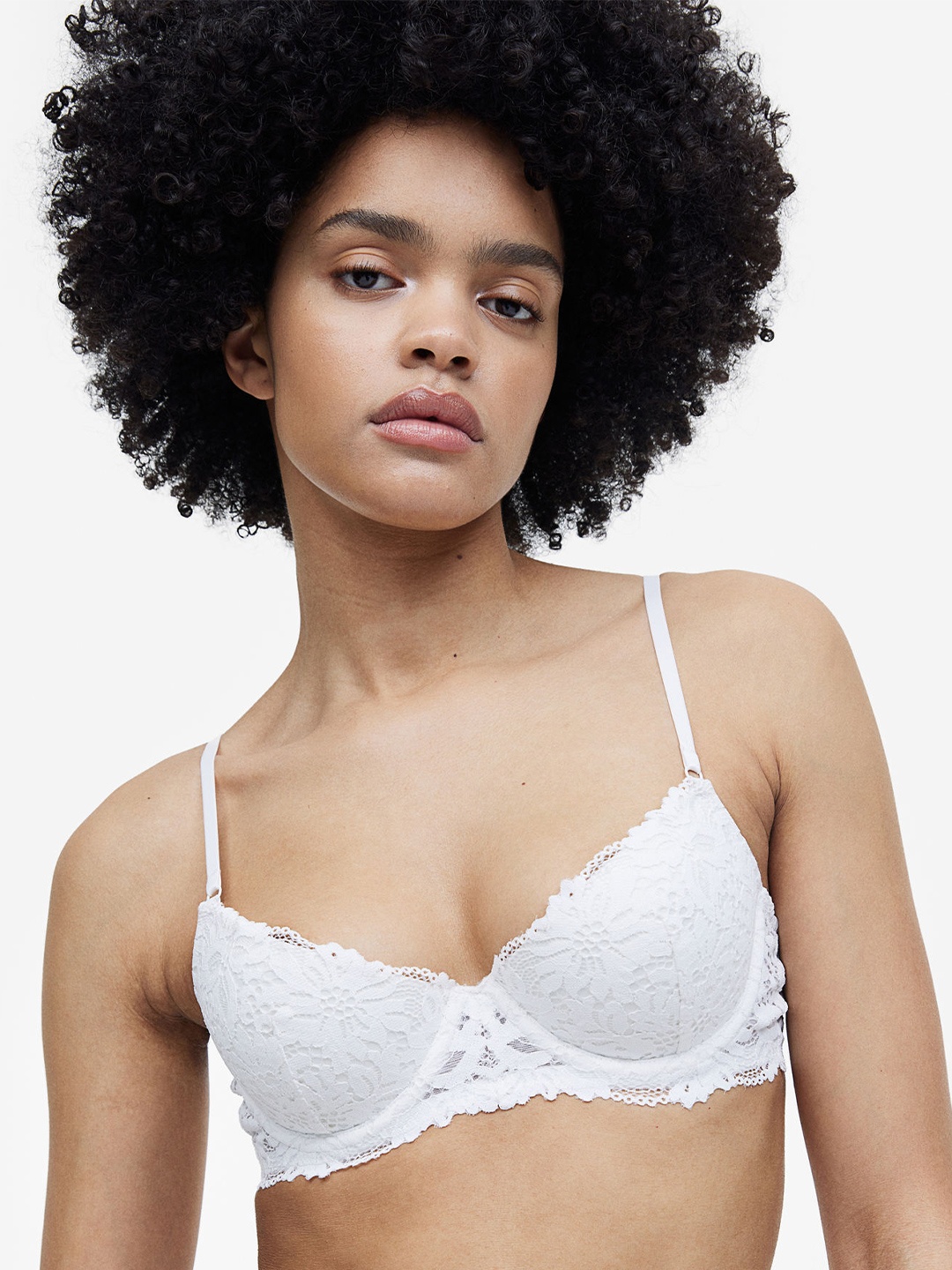 

H&M Women Lace Push Up Bra, White