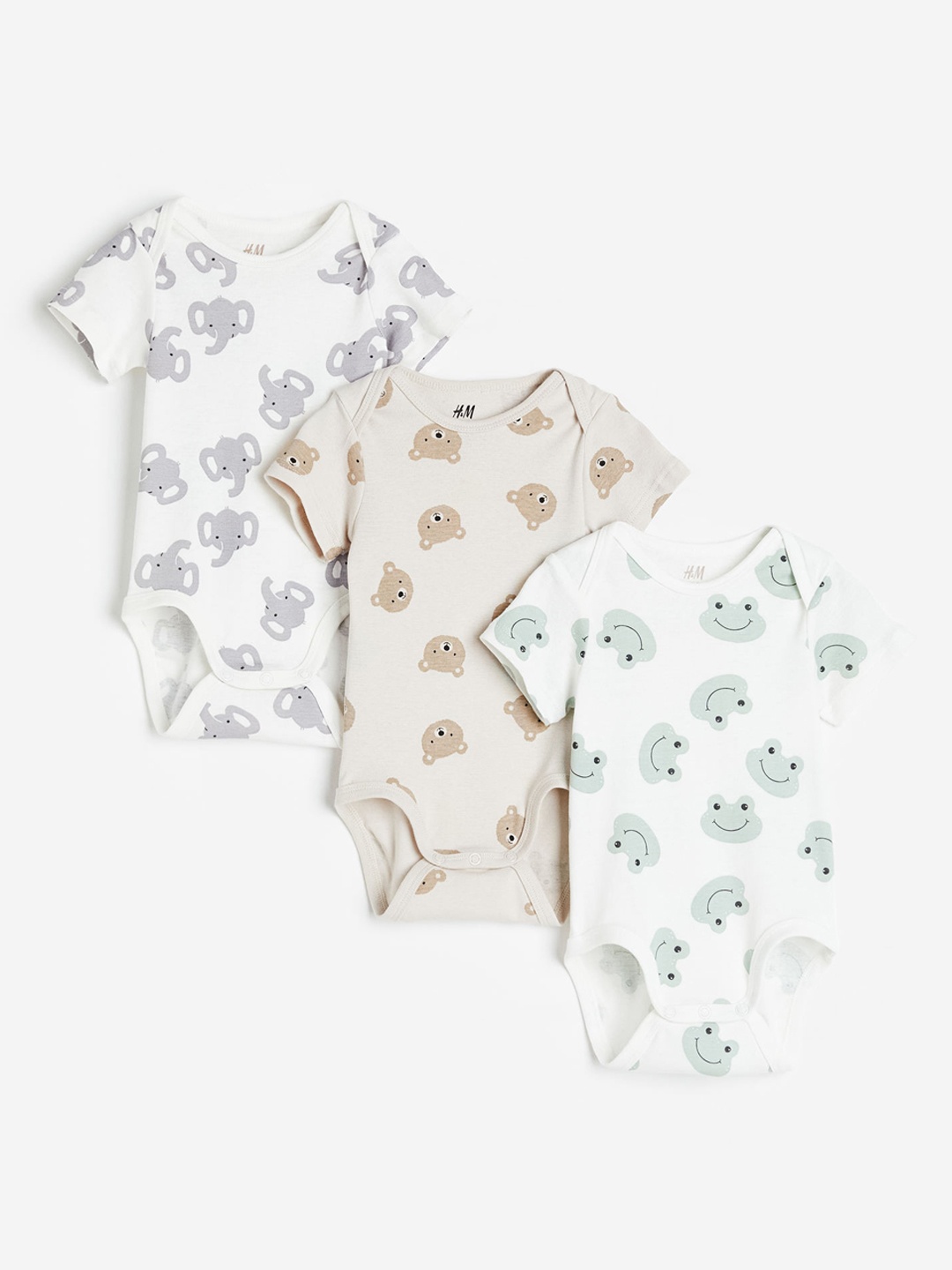 

H&M Infant Boys 3-Pack Cotton Bodysuits, White