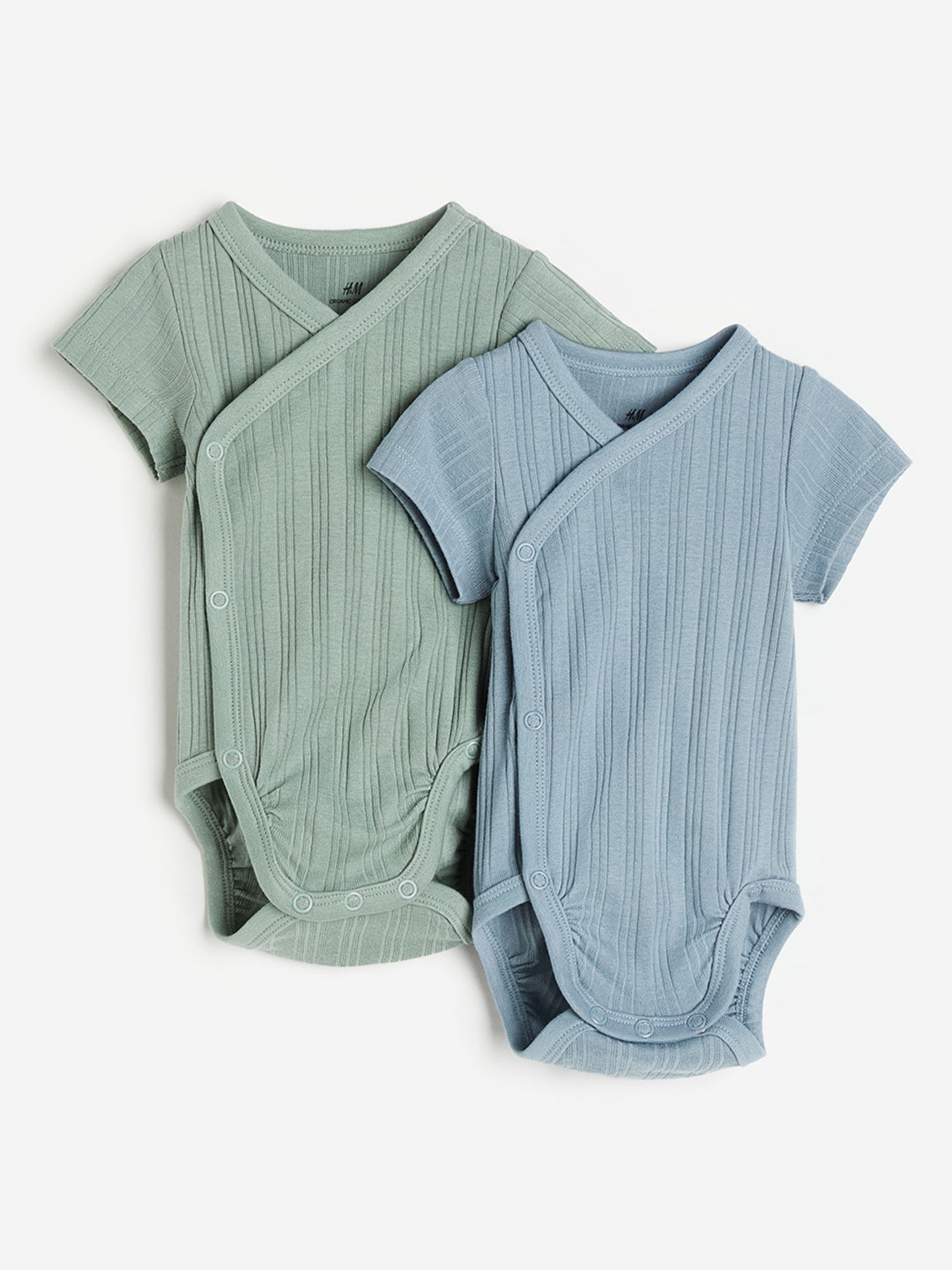 

H&M Infant Girls 2-Pack Wrapover Bodysuits, Blue