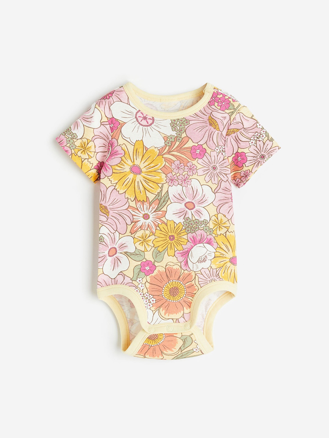 

H&M Infant Girls Pure Cotton Patterned bodysuit, Orange