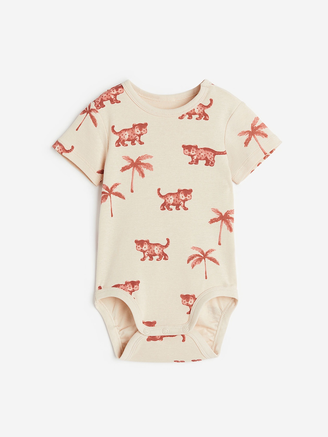 

H&M Infants Girls Patterned Pure Cotton Bodysuit, Beige
