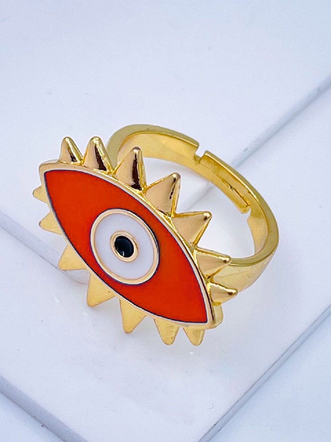 

ZIVOM Gold-Plated Evil Eye Finger Ring, Red